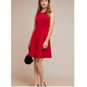 MAEVE from ANTHROPOLOGIE red scuba knit fit and flare dress